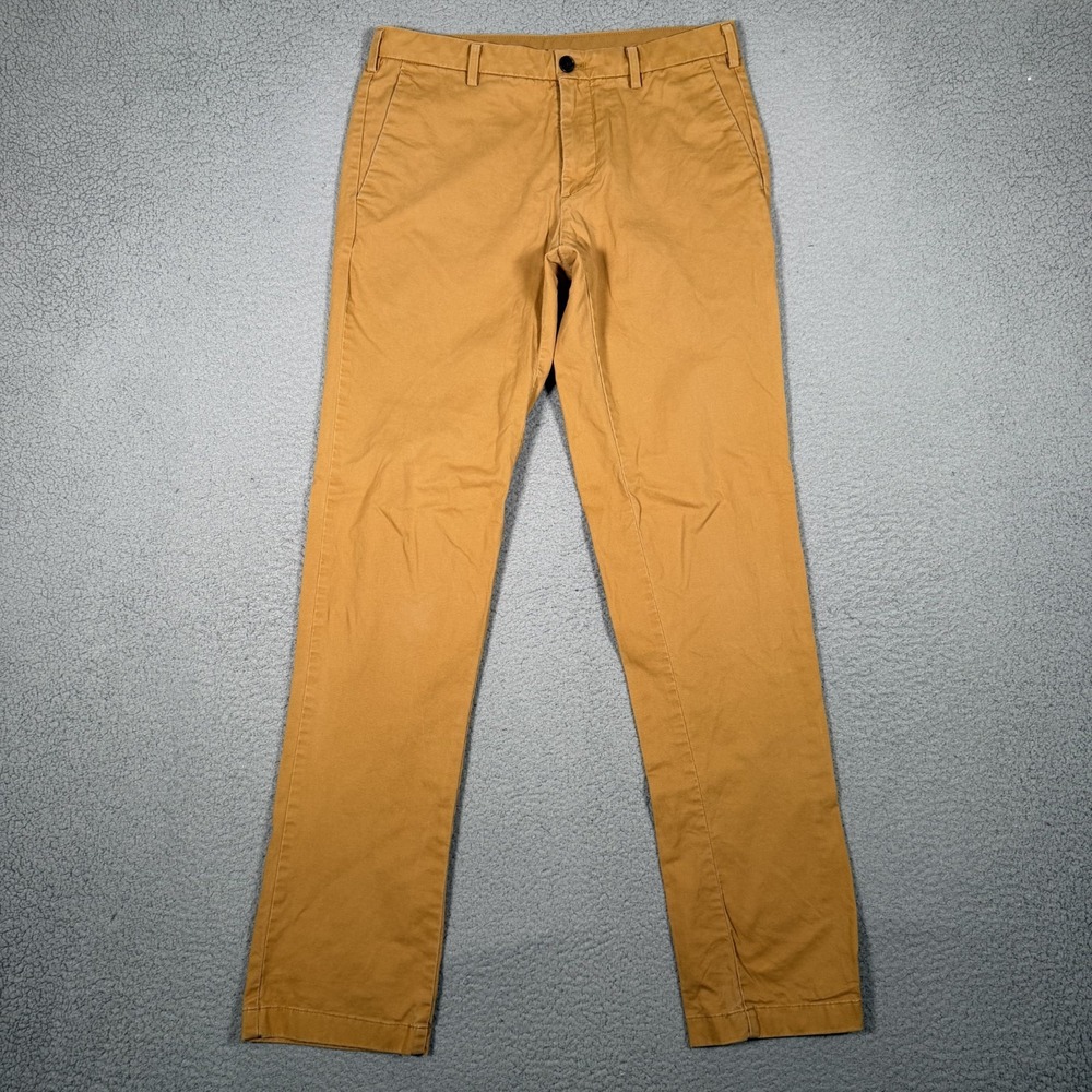 Uniqlo Pants Mens 30x34 Mustard Brown Chino Slim Fit Cotton Blend Casual Preppy